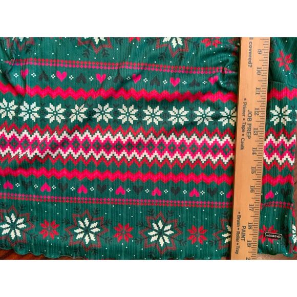 Adore Me Womens L Pajama PJ Sleepwear Christmas Snow Flakes Hearts Fair Isle NWT - Picture 7 of 10
